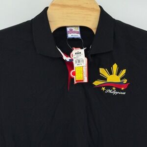 My Philippines Mens Polo Shirt Medium‎ Black Embroidered Philippine Islands NEW